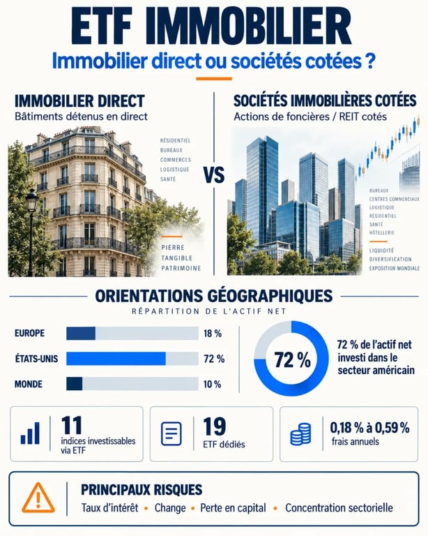ETF immobilier : exposition géographique, frais et principaux risques