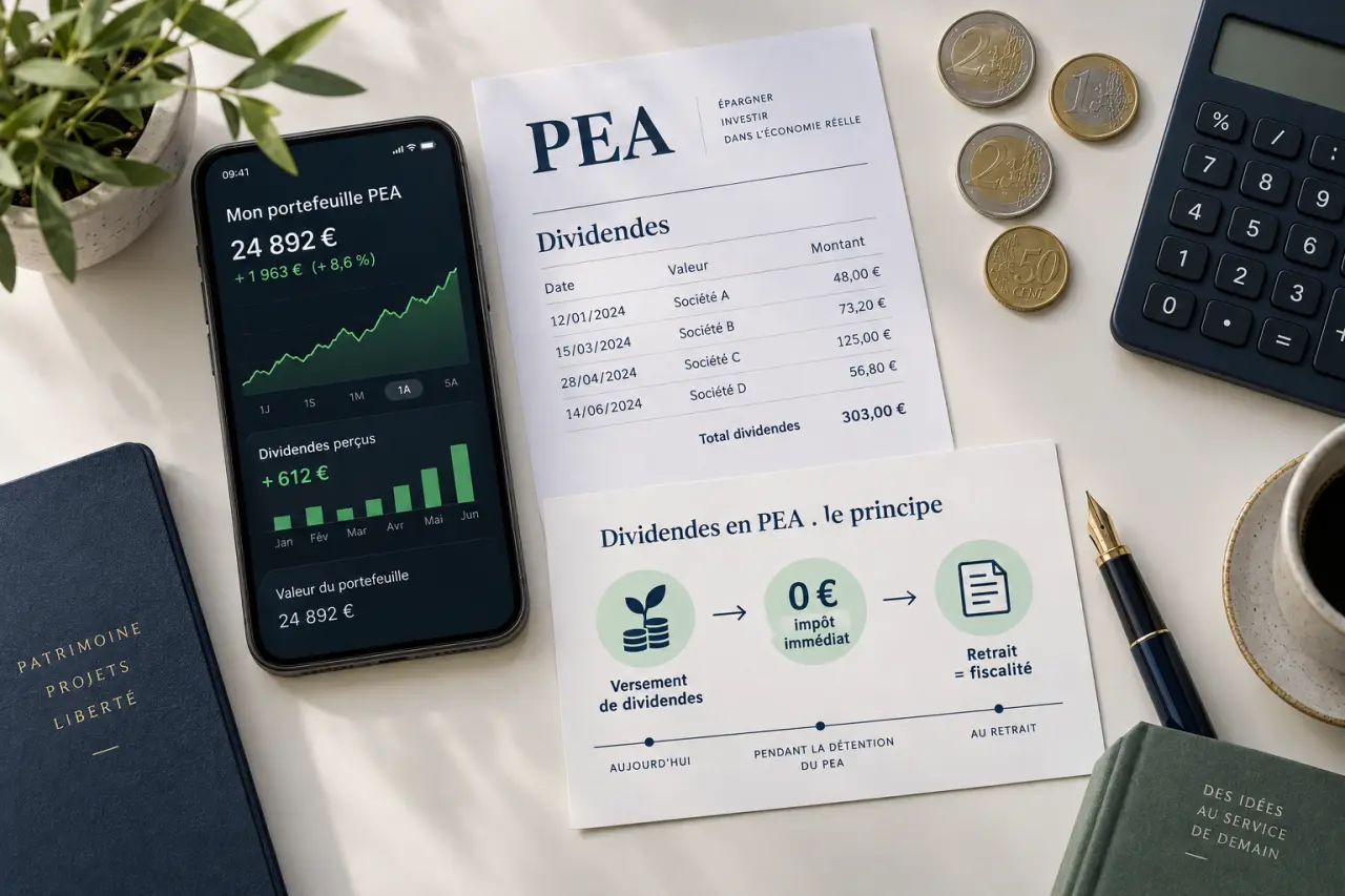 Dividendes en PEA : aucun impôt immédiat, mais une fiscalité au retrait
