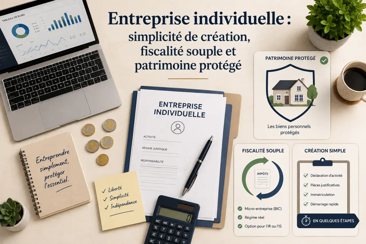 Entreprise individuelle : simplicité de création, fiscalité souple et patrimoine protégé