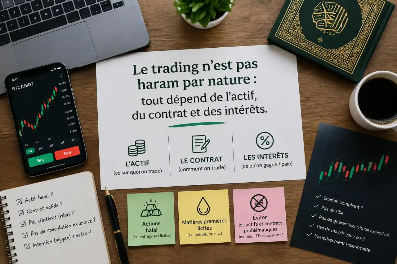 Le trading n’est pas haram par nature : tout dépend de l’actif, du contrat et des intérêts