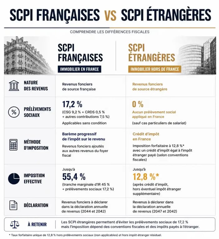 Comparatif fiscalité SCPI françaises et étrangères