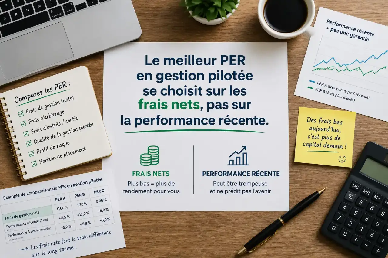 Le meilleur PER en gestion pilotée se choisit sur les frais nets, pas sur la performance récente