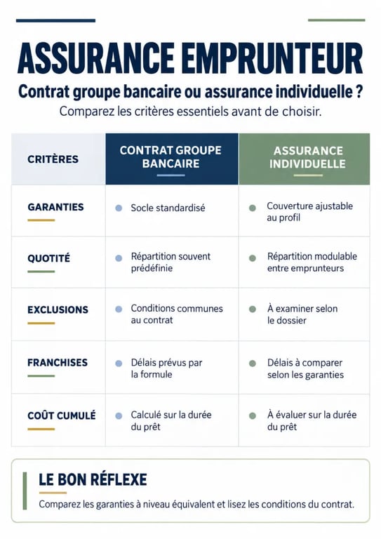 Infographie sur l’assurance emprunteur : garanties, quotité et coût du contrat