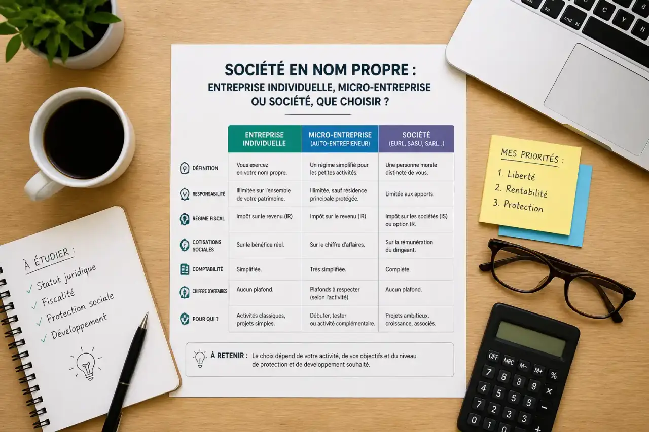 Société en nom propre : entreprise individuelle, micro-entreprise ou société, que choisir ?