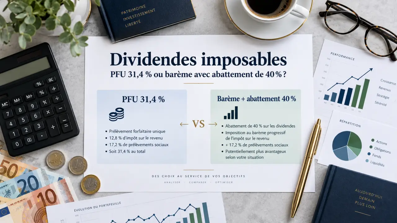 Dividendes imposables : PFU à 31,4 % ou barème avec abattement de 40 % ?