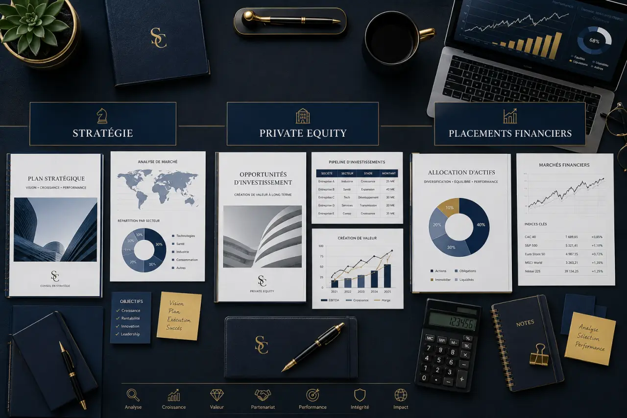 Cabinet de stratégie investissement : distinguez stratégie, private equity et placements financiers